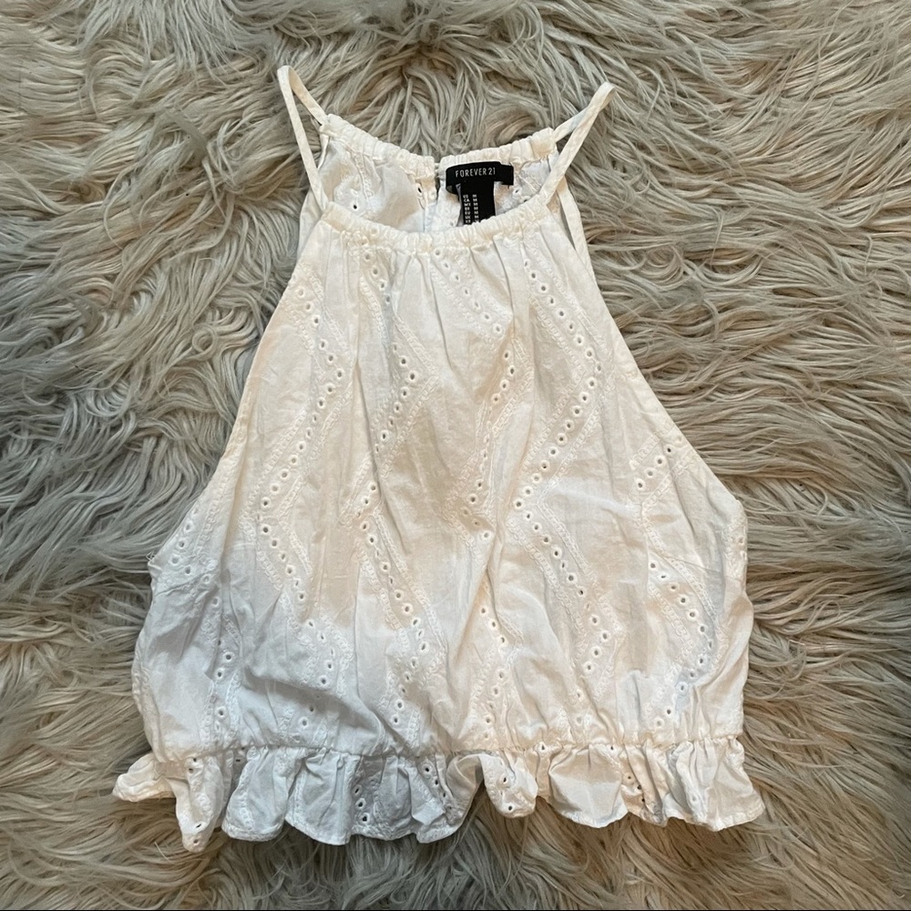 White Eyelet Crop Top